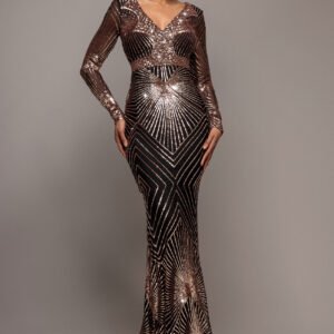 Goddiva Starburst Sequin Maxi Dress - Rosegold