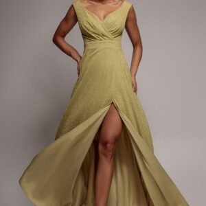 Goddiva Crossover Lurex Glitter Maxi Dress - Gold