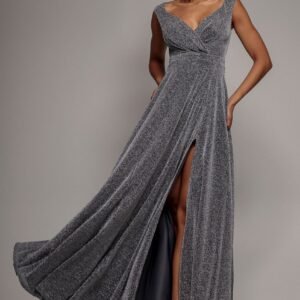 Goddiva Crossover Lurex Glitter Maxi Dress - Silver
