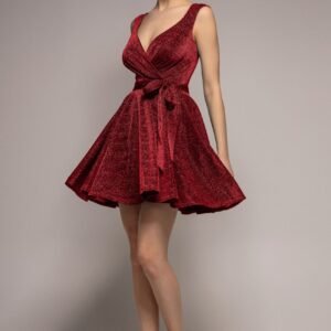 Goddiva Cross Over Sleeveless Mini Skater Dress - Red