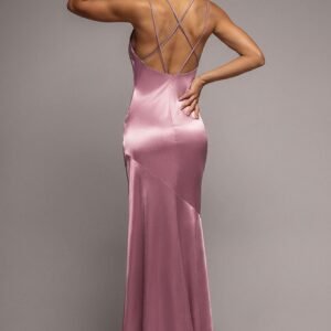 Goddiva Cowl Neck With Strappy Back Satin Maxi - Blush
