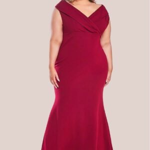 Goddiva Front Wrap Off The Shoulder Maxi Dress - Wine