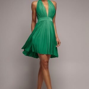 Goddiva Soft Touch Multiway Skater Mini Dress - Emerald Green