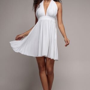Goddiva Soft Touch Multiway Skater Mini Dress - White