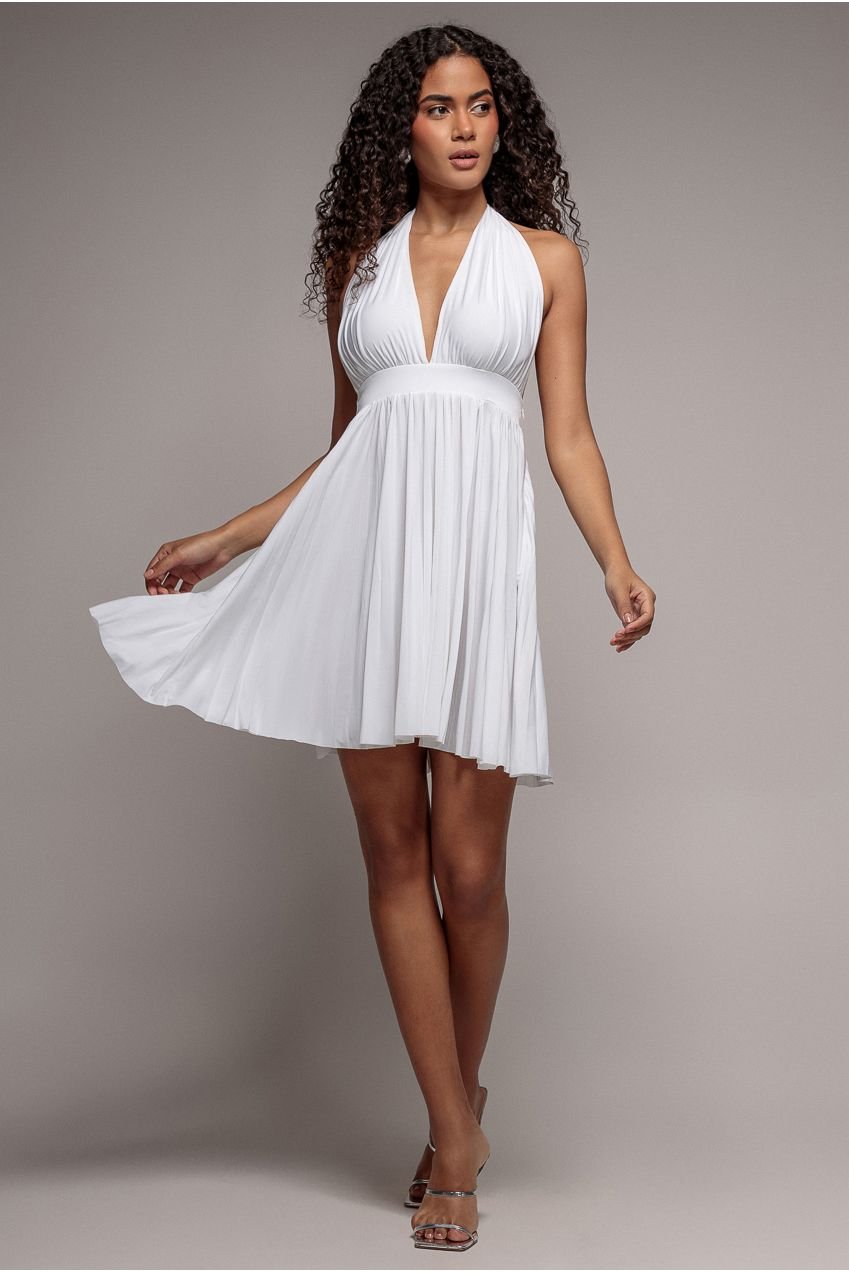 Goddiva Soft Touch Multiway Skater Mini Dress – White