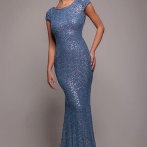 Goddiva Cowl Back Sequin Maxi Dress - Blue