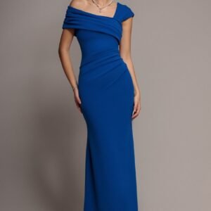 Goddiva One Shoulder Evening Maxi Dress - Royal Blue