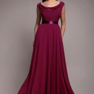 Goddiva Cowl Neck Chiffon Maxi Dress - Magenta