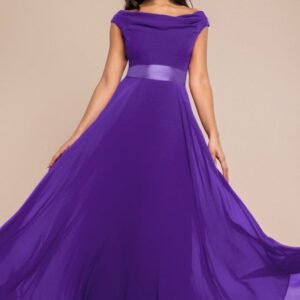 Goddiva Cowl Neck Chiffon Maxi Dress - Purple