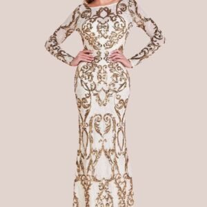Goddiva Sequin Cowl Back Maxi -  Cream