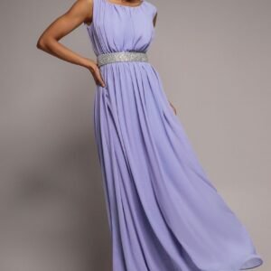 Goddiva Chiffon Maxi With Embellished Belt - Lilac