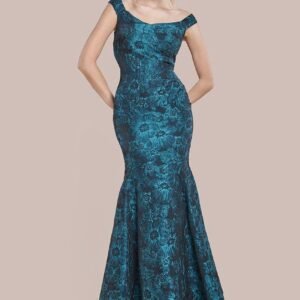 Goddiva Bardot Jacquard Maxi Dress - Emerald