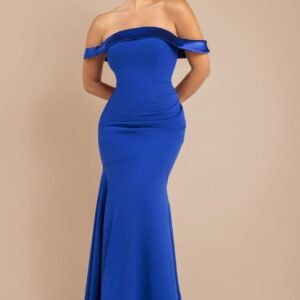 Goddiva Satin Band Bandeau Maxi Dress - Royal Blue