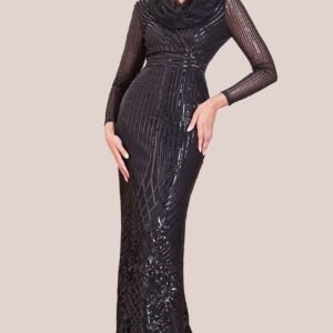Goddiva Modesty Sequin Wrap Maxi Dress - Black