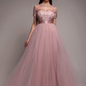 Goddiva Embroidered Mesh Maxi Dress - Blush