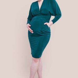 Goddiva Maternity Batwing Sleeve Midi Dress - Emerald Green