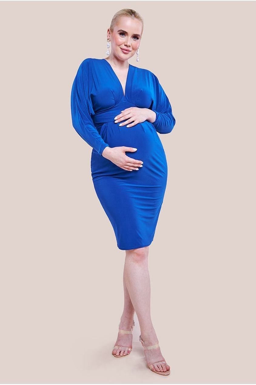 Goddiva Maternity Batwing Sleeve Midi Dress – Royal Blue