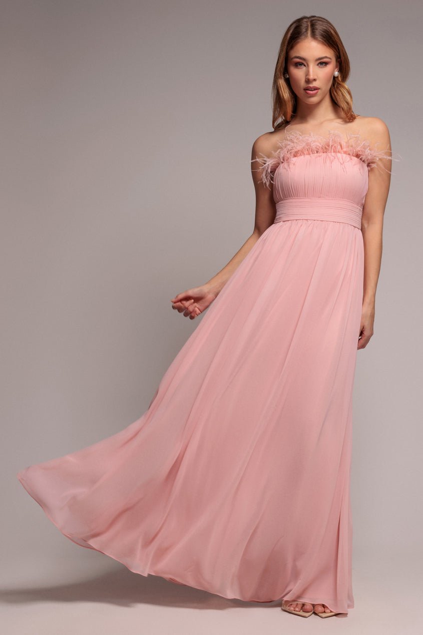 Goddiva Bridesmaids Chiffon Maxi Dress – Blush