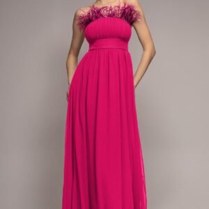Goddiva Bridesmaids Chiffon Maxi Dress - Hot Pink