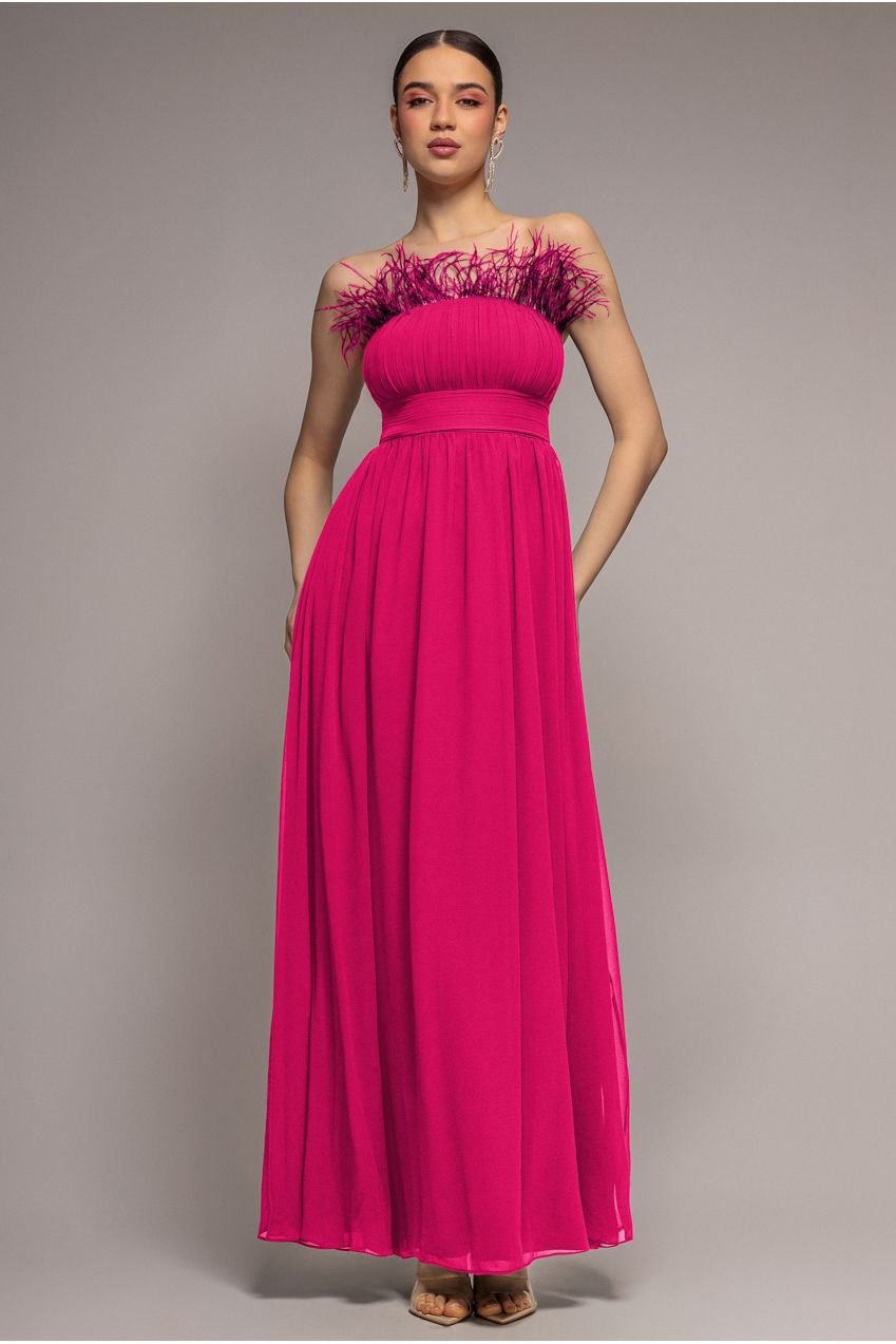 Goddiva Bridesmaids Chiffon Maxi Dress – Hot Pink