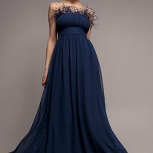 Goddiva Bridesmaids Chiffon Maxi Dress - Navy