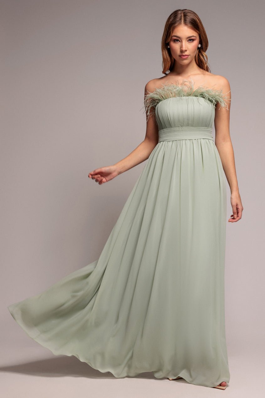 Goddiva Bridesmaids Chiffon Maxi Dress – Sage Green