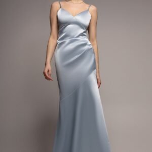 Goddiva Cowl Back Satin Maxi Dress - Blue