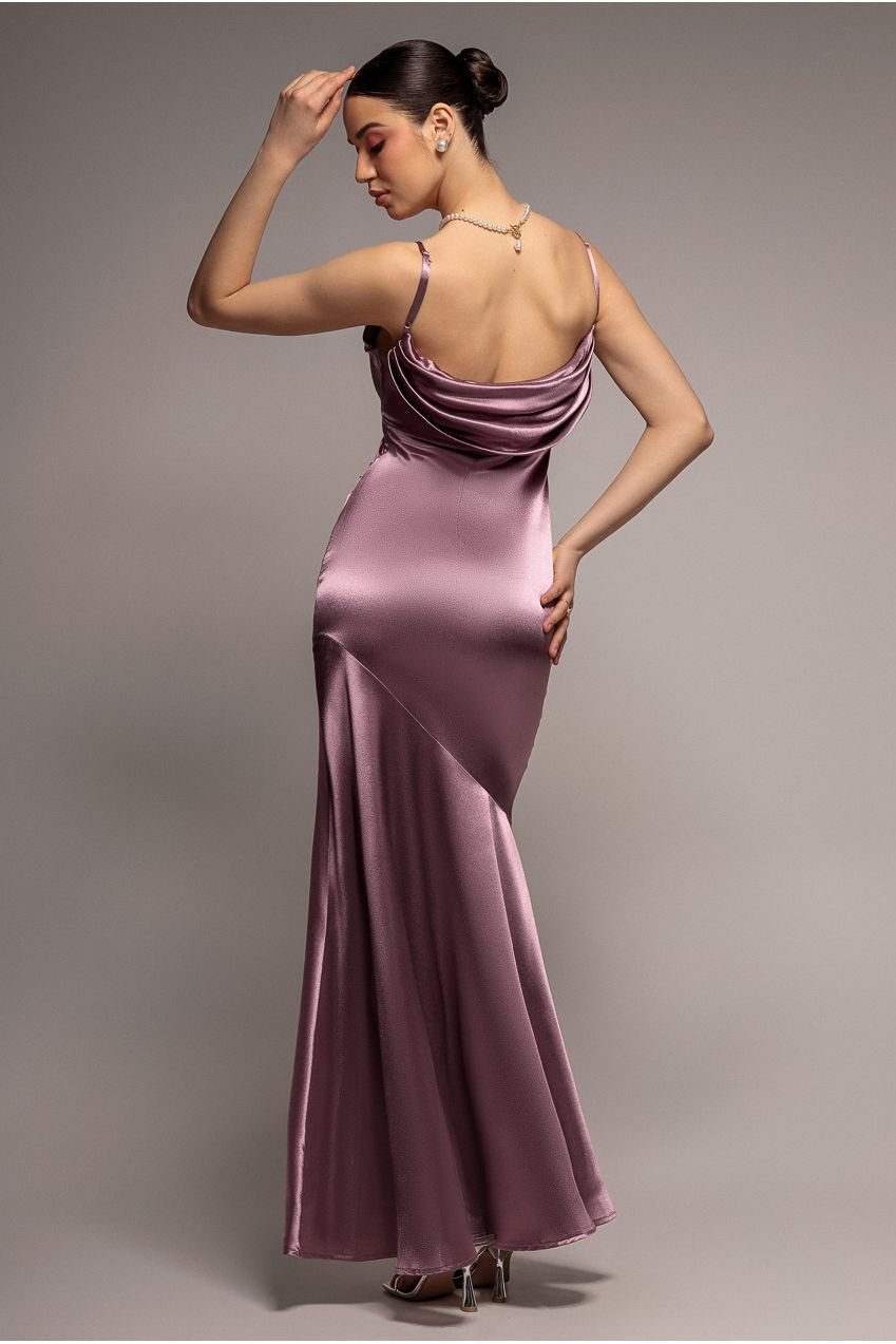 Goddiva Cowl Back Satin Maxi Dress – Rosepink