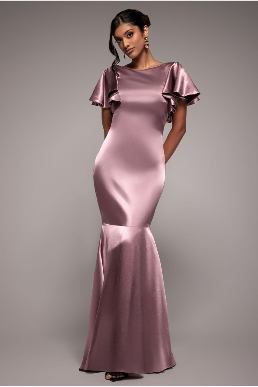 Goddiva Satin Flutter Sleeve Mermaid – Rosepink