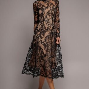 Goddiva Lace Multiway Midi With Flared Skirt - Black