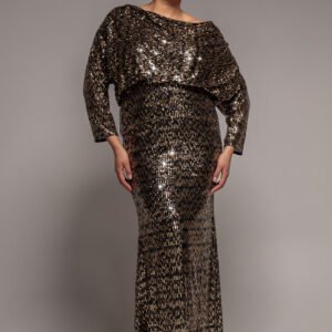 Goddiva Plus Sequin Cowl Maxi Dress - Black