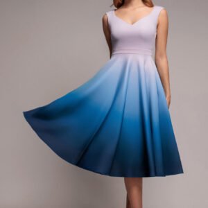 Goddiva Ombre Scuba Foam Bardot A-Line Midi Dress - Light Blue