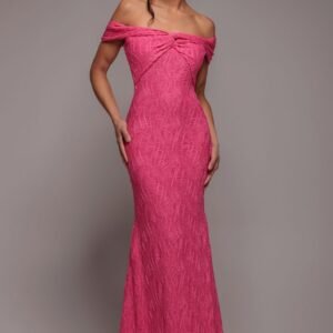 Goddiva Front Knot Twist  Maxi Dress - Magenta
