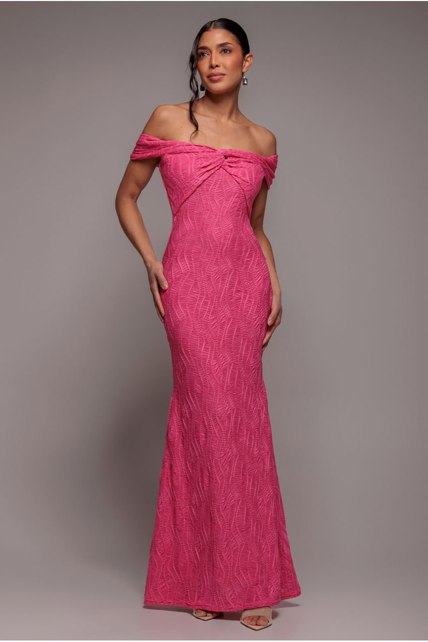 Goddiva Front Knot Twist  Maxi Dress – Magenta
