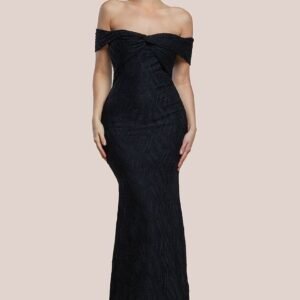 Goddiva Front Knot Twist Maxi Dress - Black