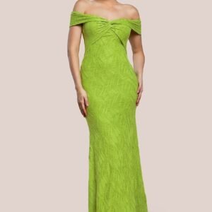 Goddiva Front Knot Twist  Maxi Dress - Lime Green