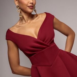 Goddiva Corset Fit & Flare Mini Dress - Wine