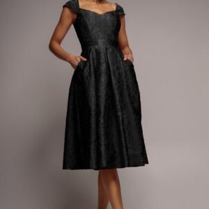 Goddiva Crushed Satin Sleeveless A Line Midi Dress - Black