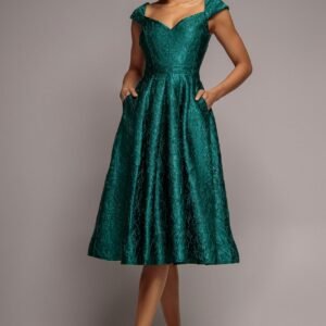 Goddiva Crushed Satin Sleeveless A Line Midi Dress - Emerald Green