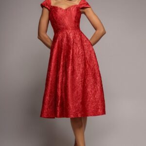 Goddiva Crushed Satin Sleeveless A Line Midi Dress - Red