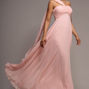 Goddiva Sleeveless Pleated Chiffon Multiway Scarf Maxi Dress - Blush Pink