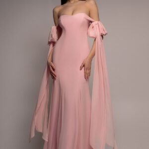 Goddiva Multiway Cape Chiffon Sweetheart Maxi Dress - Blush Pink