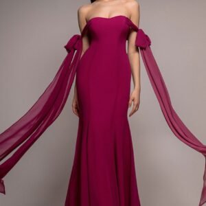 Goddiva Multiway Cape Chiffon Sweetheart Maxi Dress - Magenta