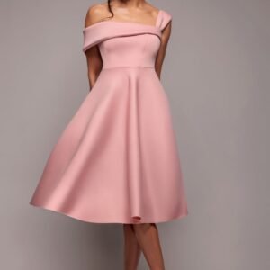 Goddiva One Shoulder A Line Midi Dress - Blush Pink