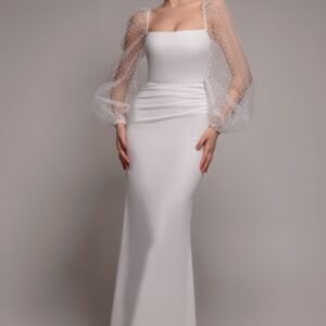 Goddiva Dobby Organza Bishop Sleeve Multiway Maxi Dress - White