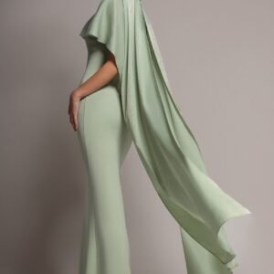 Goddiva Scoop Neck Soft Satin Cape Sleeve Maxi Dress - Sage Green