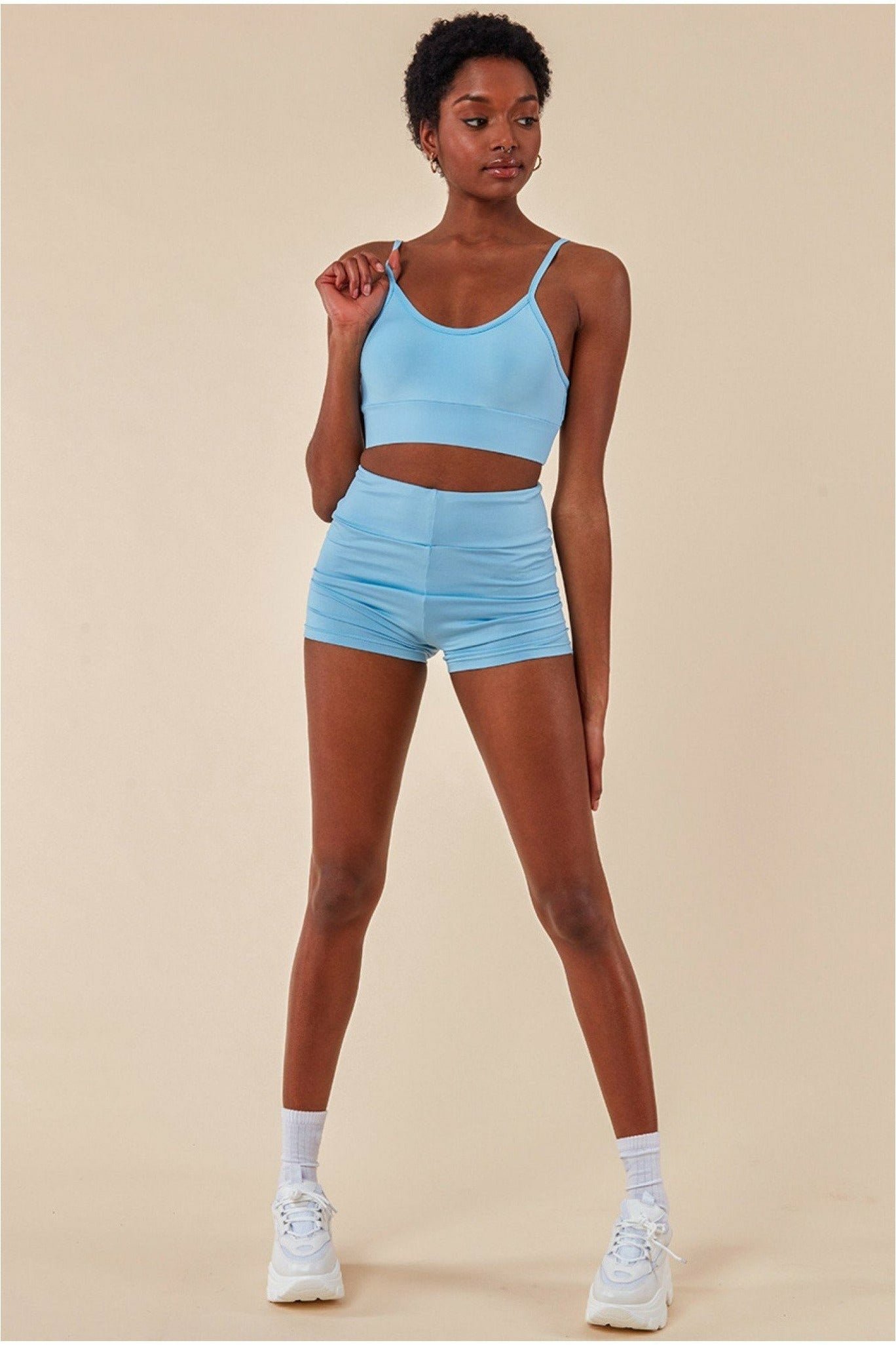 Cosmochic Cropped Bralette & Cycle Short Set – Blue