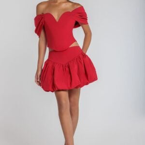 Goddiva Bengaline Balloon Mini Skirt - Red