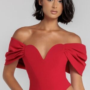Goddiva Bardot Corset Top - Red