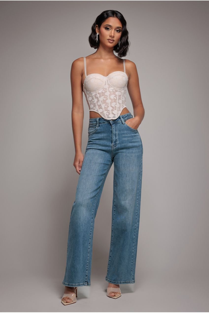 Goddiva denim Straight Leg Stretch Denim Jeans – Blue